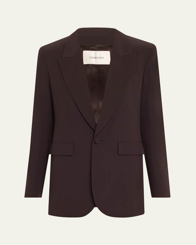 Oversized Single-Breasted Silk Blazer